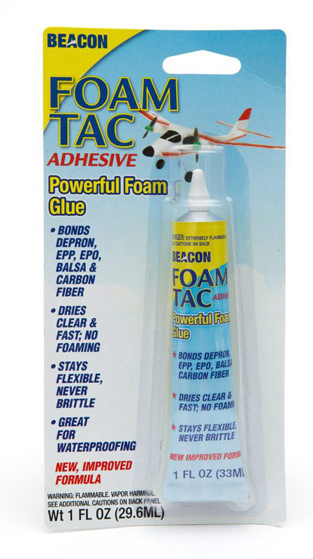 FOAM TAC GLUE Fast, CLEAR, Flexible Waterproof FOAM SAFE 2oz TUBE