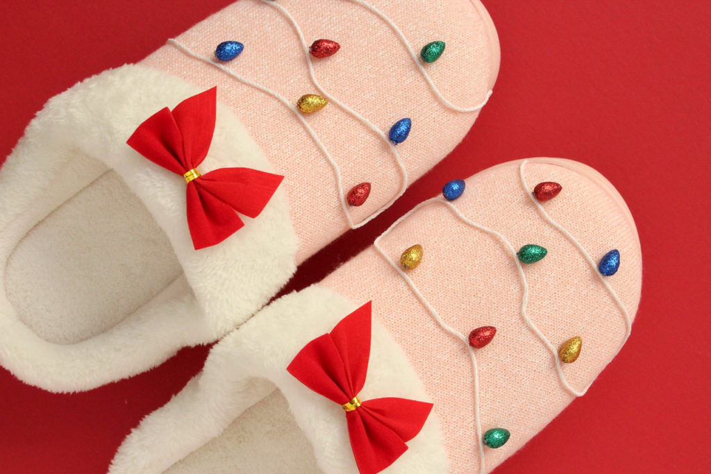 christmas light slippers