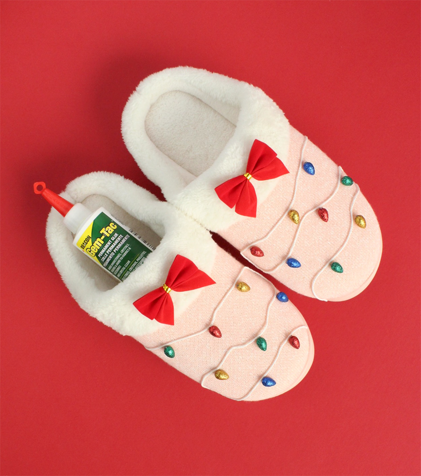 christmas light slippers